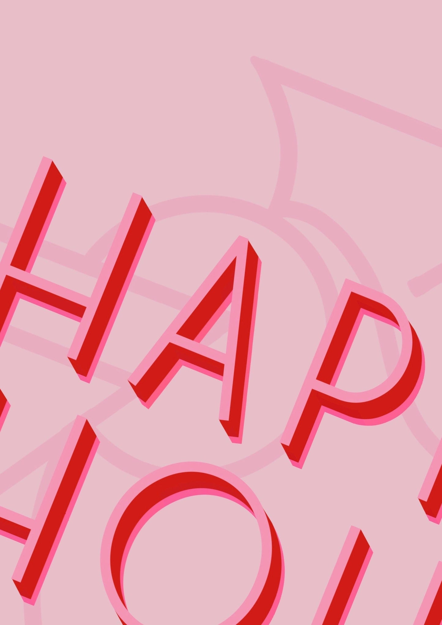 Happy Hour Pink Cocktail Print - 200gsm Gloss Poster - Colourful Poster - A4 Kitchen Bar Poster Print - Typography Lettered Quote Prints