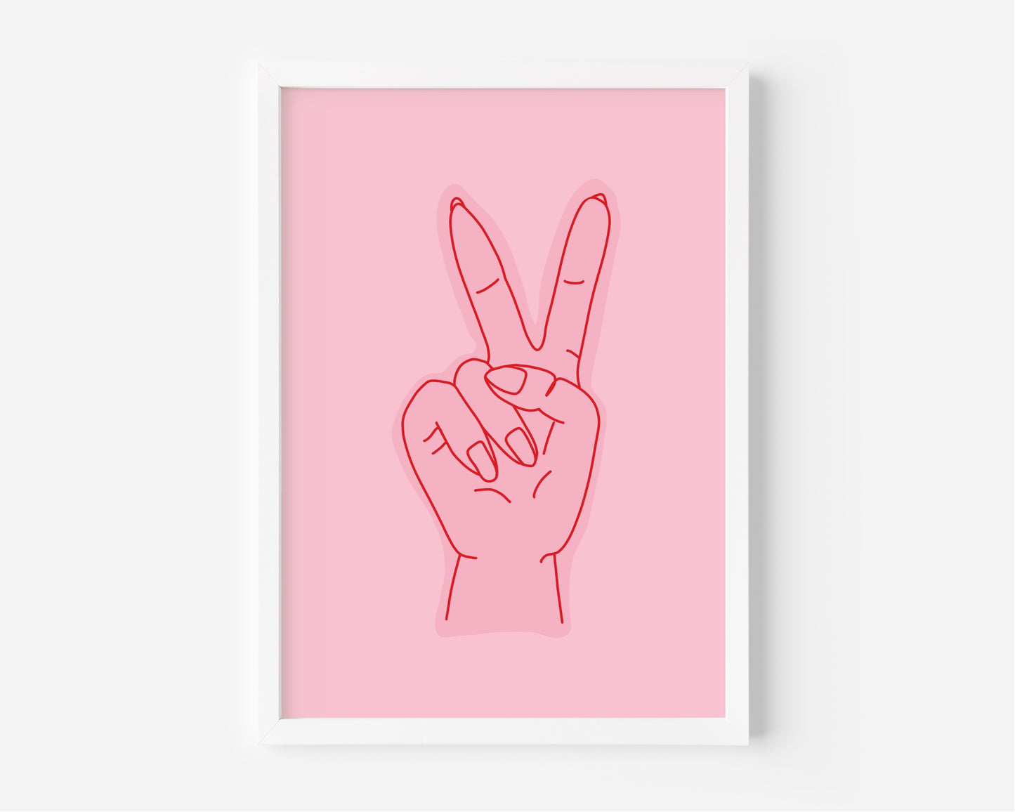 Peace Sign Pink Illustration A4 Print