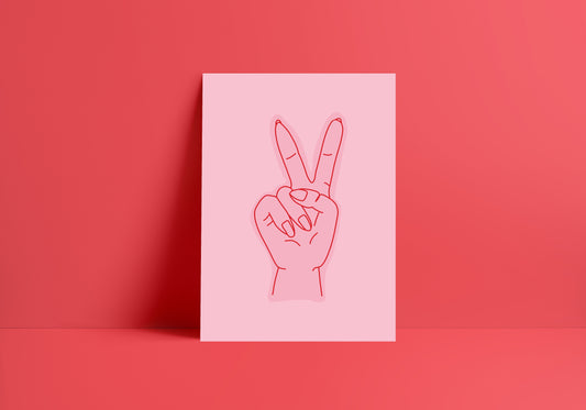 Peace Sign Pink Illustration A4 Print