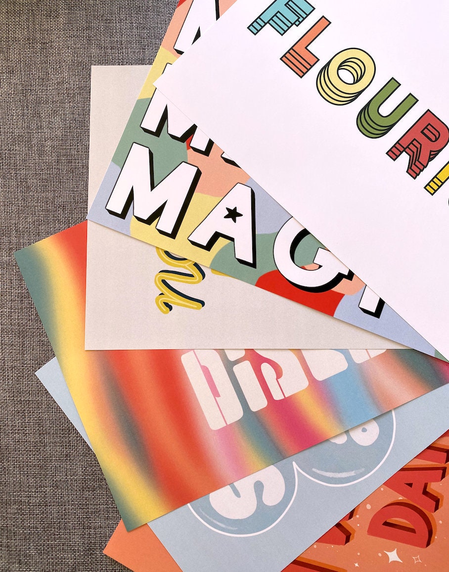 Kitchen Disco Retro Poster - Art Print - Colourful Quote Poster - A4 A3 - Typography Quote Prints