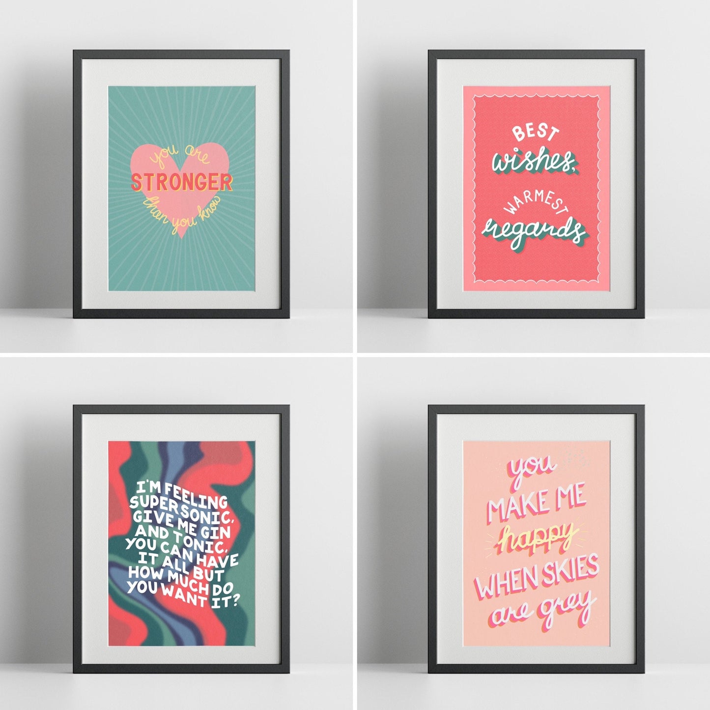 Supersonic Oasis Poster - Lyric Art Print - Colourful Quote Poster - A4 A3 - Typography Quote Prints