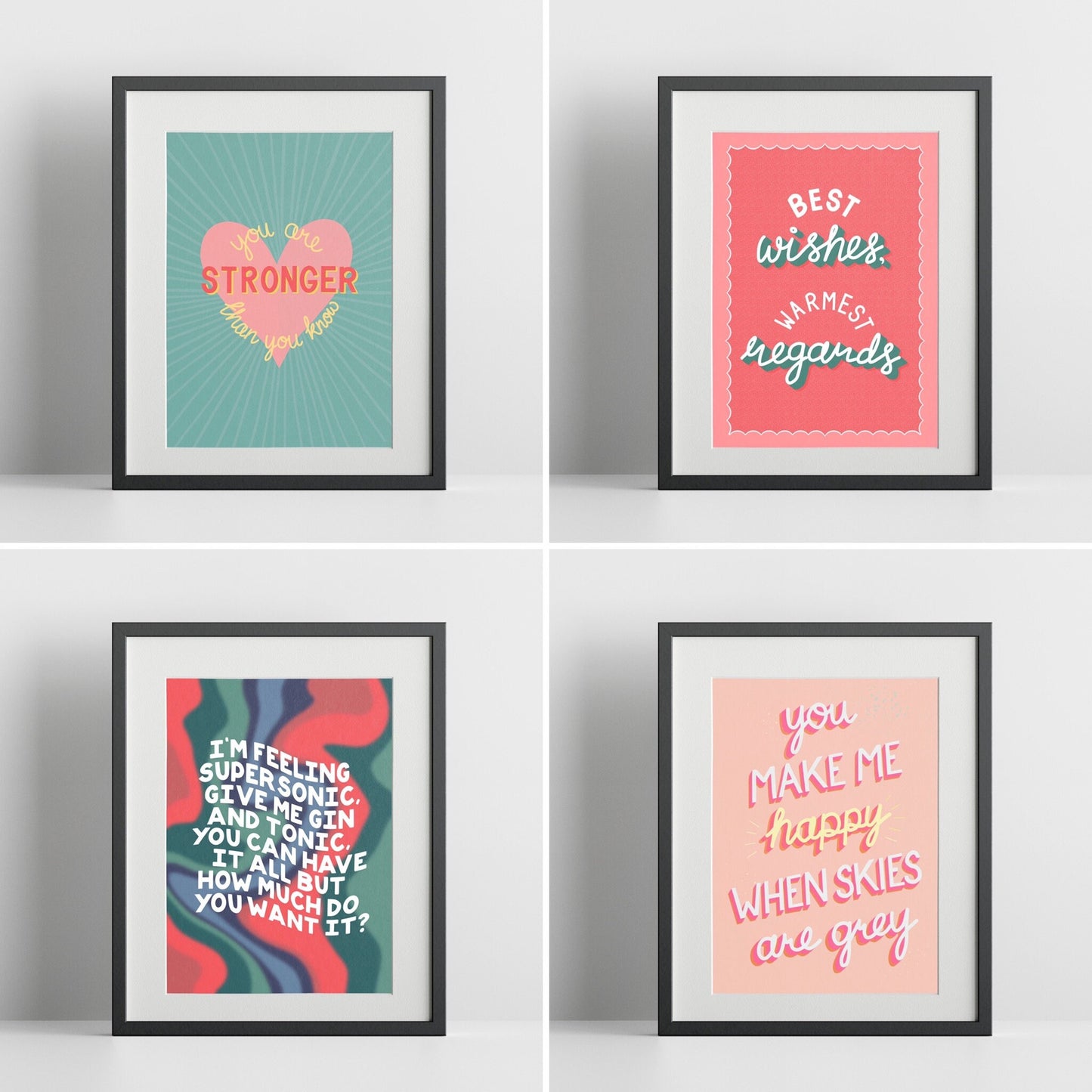 You Are Stronger Than You Know Poster Print - Colourful Motivational Quote Poster - A4 - Typography Quote Prints