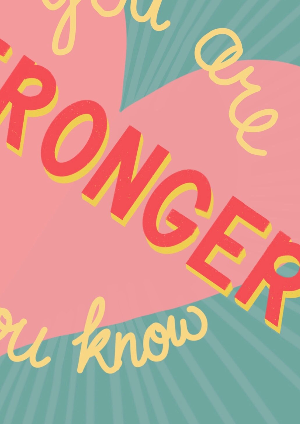 You Are Stronger Than You Know Poster Print - Colourful Motivational Quote Poster - A4 - Typography Quote Prints