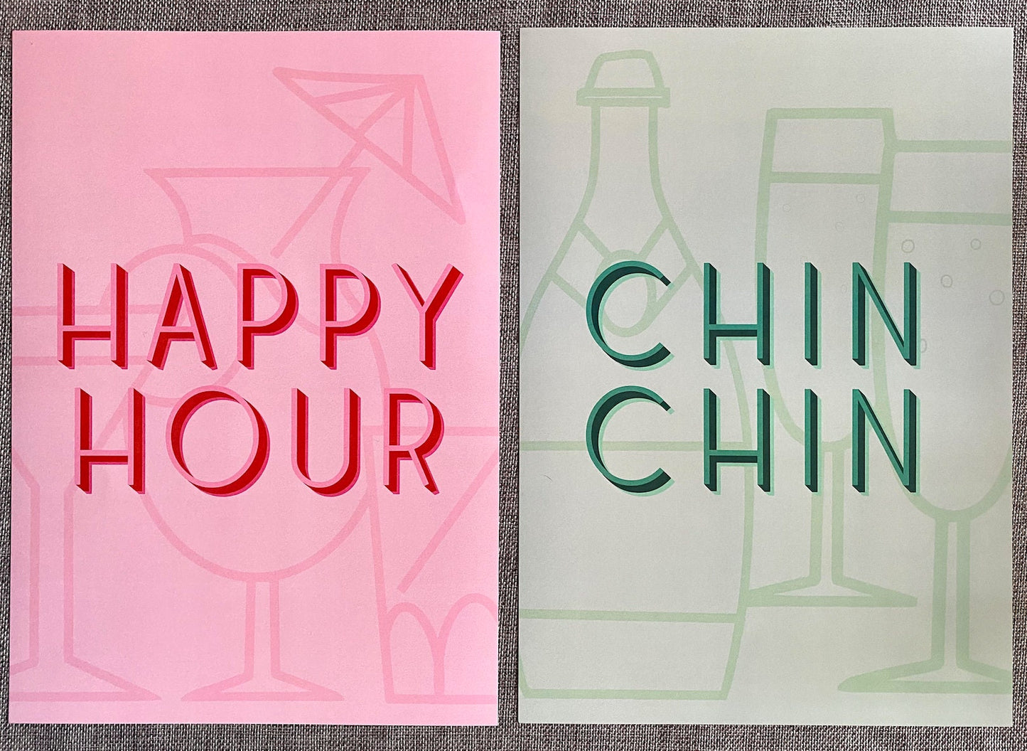 Happy Hour Pink Cocktail Print - 200gsm Gloss Poster - Colourful Poster - A4 Kitchen Bar Poster Print - Typography Lettered Quote Prints