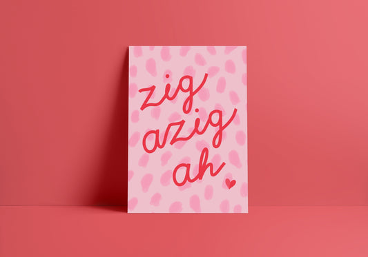 Zigazig Ah Spice Girls Wannabe Lyrics Poster - Art Print - Colourful Pink Leopard Print Quote Poster - A4 - Typography Music Quote Prints
