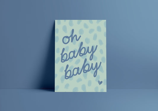 Oh Baby Baby Britney Spears Lyrics Poster - Art Print - Colourful Blue Leopard Print Quote Poster - A4 - Nursery Print -  Music Quote Prints