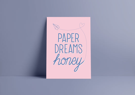 Paper Dreams Honey The Kooks Lyric Print - She Moves In Her Own Way Music Poster - Indie Music Prints - Pink A4 Poster