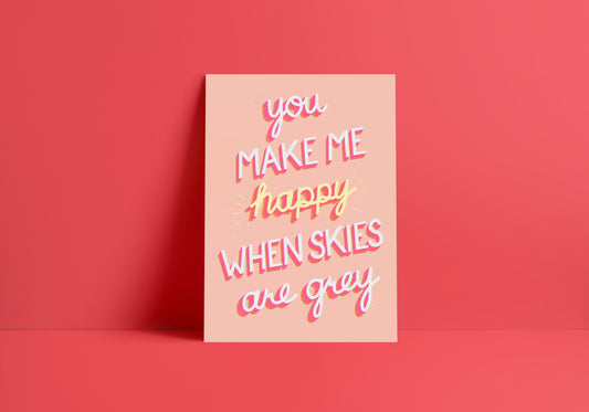 You Are My Sunshine Print - Colourful Quote Poster - A4 - You Are My Sunshine Lyrics Print - Typography Music Quote Prints