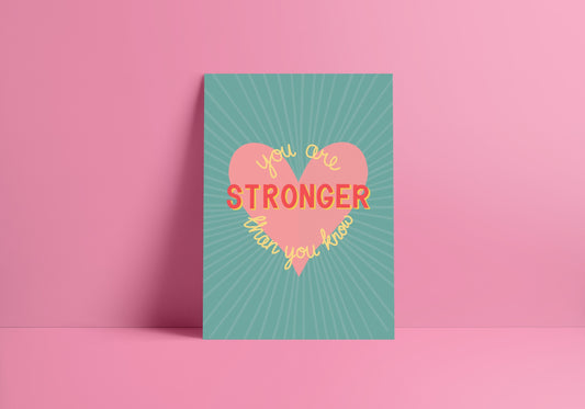 You Are Stronger Than You Know Poster Print - Colourful Motivational Quote Poster - A4 - Typography Quote Prints