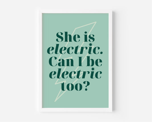 She's Electric (Oasis inspired) A4 Lyric Art Print