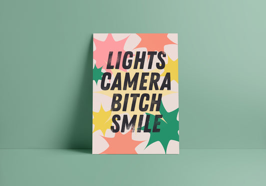 Lights Camera B*tch Smile (Taylor Swift inspired) A4 Lyric Art Print