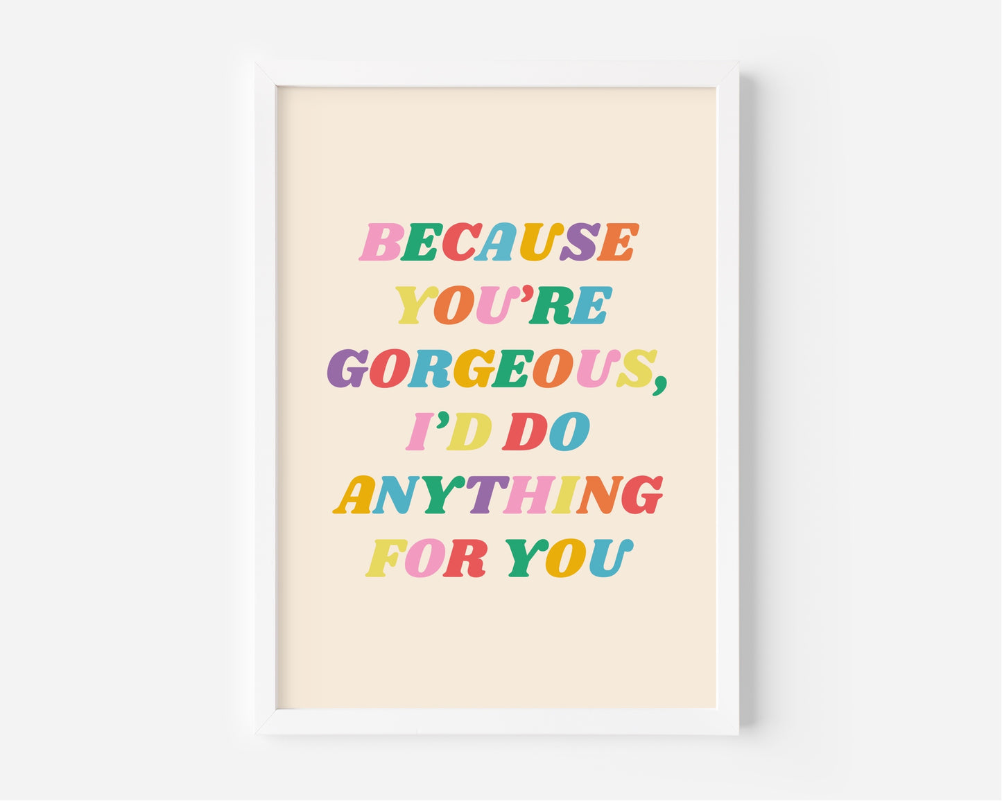 You're Gorgeous (Babybird inspired) A4 Lyric Print