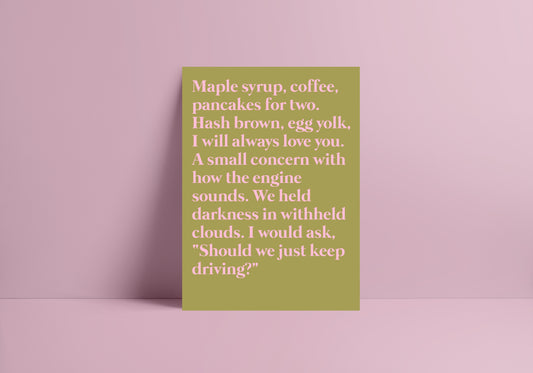 Just Keep Driving (Harry Styles inspired) A4 Lyric Print