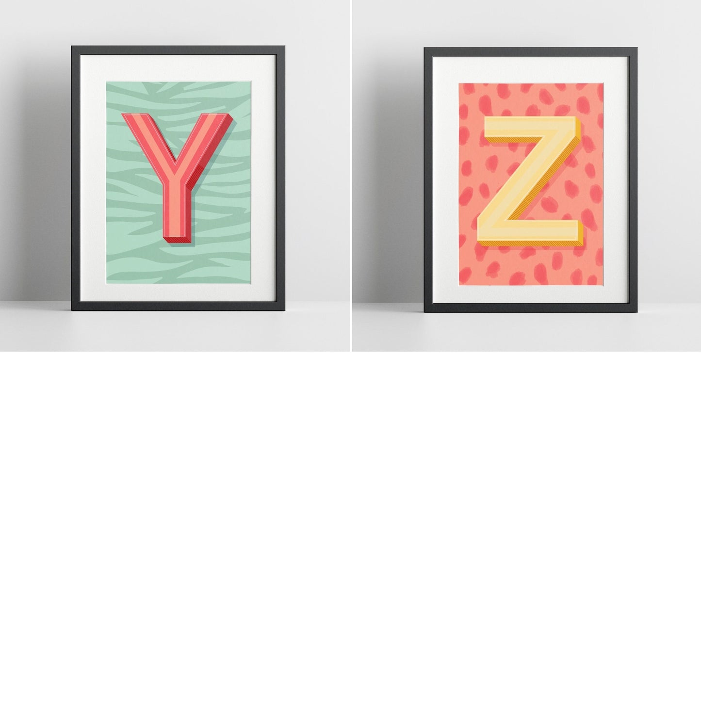 Initial Prints Colourful Posters - A to Z A4 Letter Prints - ABC Prints - 200gsm Gloss Poster Paper